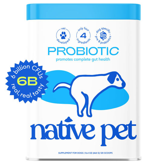 Picture of Native Pet Probiotic for Dogs - Vet Created Powder Digestive Issues Dog + Prebiotic Bone Broth 232 Gram 6 Billion CFU- Probiotics Love! (16.4 oz)