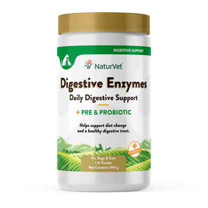 Picture of NaturVet - Digestive Enzymes - Plus Probiotics & Prebiotics - Helps Support Diet Change & A Healthy Digestive Tract - for Dogs & Cats - 1 lb Powder