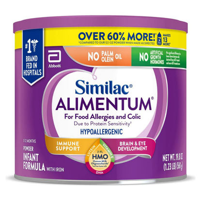 Picture of Similac Alimentum with 2’-FL HMO Hypoallergenic Infant Formula, for Food Allergies and Colic,* Suitable for Lactose Sensitivity, Baby Formula Powder, 19.8-oz Value Can