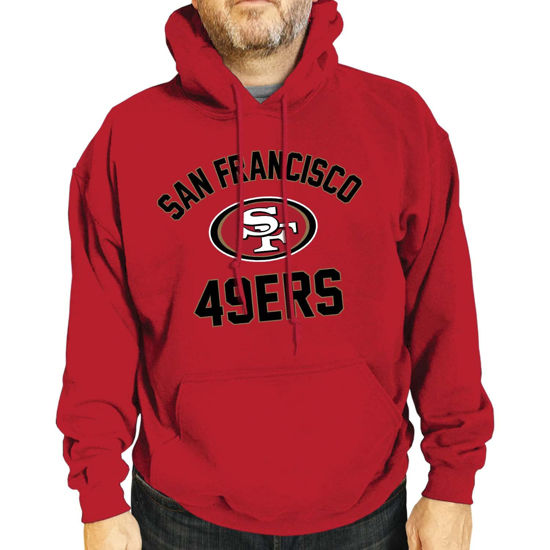 Picture of Team Fan Apparel NFL Adult Gameday Hooded Sweatshirt - Poly Fleece Cotton Blend - Stay Warm and Represent Your Team in Style (San Francisco 49ers - Red, Adult XX-Large)