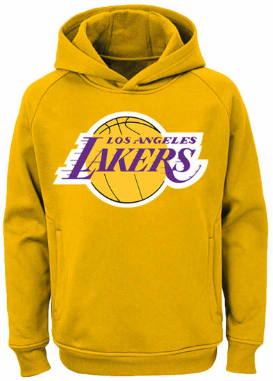 Picture of Outerstuff NBA Kids Youth 8-20 Team Color Alternate Polyester Performance Primary Logo Pullover Sweater Sweatshirt Hoodie (18-20, Los Angeles Lakers Yellow)