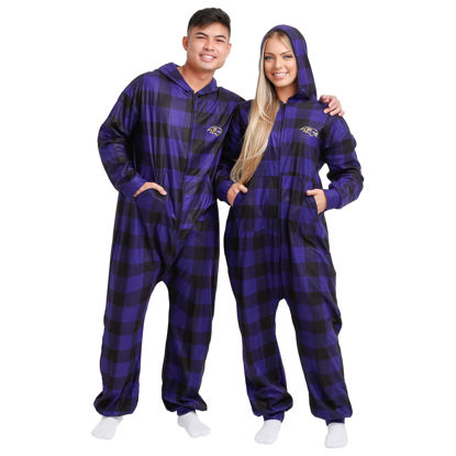 Picture of FOCO Baltimore Ravens NFL Plaid One Piece Pajamas - S