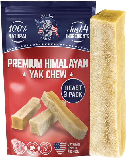 Picture of Devil Dog Pet Co Yak Cheese Dog Chews - Premium All Natural Dog Treats for Aggressive Chewers - Long Lasting, Limited Ingredient and Odorless - USA Veteran Owned Business (Beast - 3 Pack)