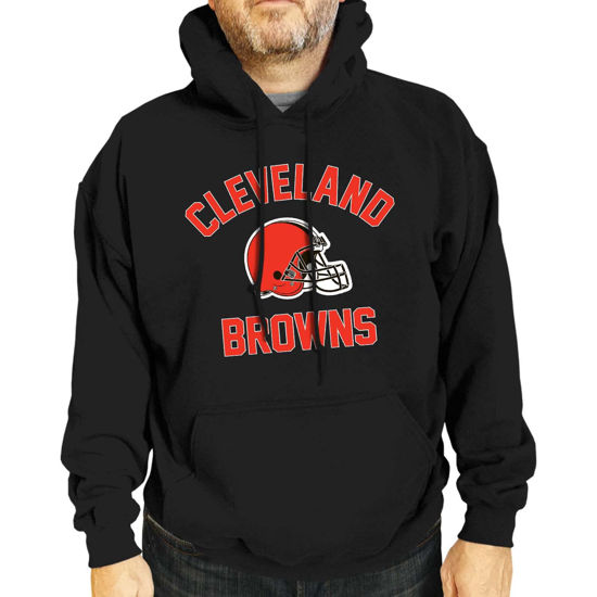 Picture of Team Fan Apparel NFL Adult Gameday Hooded Sweatshirt - Poly Fleece Cotton Blend - Stay Warm and Represent Your Team in Style (Cleveland Browns - Black, Adult Large)