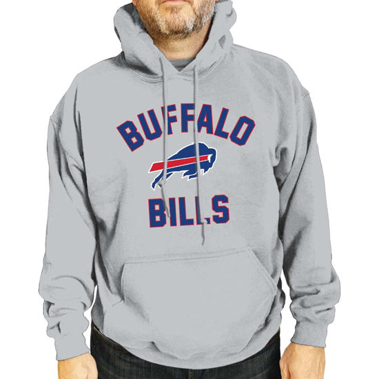 Picture of Team Fan Apparel NFL Adult Gameday Hooded Sweatshirt - Poly Fleece Cotton Blend - Stay Warm and Represent Your Team in Style (Buffalo Bills - Gray, Adult Large)