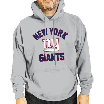 Picture of Team Fan Apparel NFL Adult Gameday Hooded Sweatshirt - Poly Fleece Cotton Blend - Stay Warm and Represent Your Team in Style (New York Giants - Gray, Adult Small)