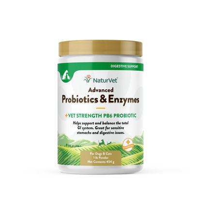 Picture of NaturVet - Advanced Probiotics & Enzymes - Plus Vet Strength PB6 Probiotic | Supports and Balances Pets with Sensitive Stomachs & Digestive Issues | for Dogs & Cats (1 lb)