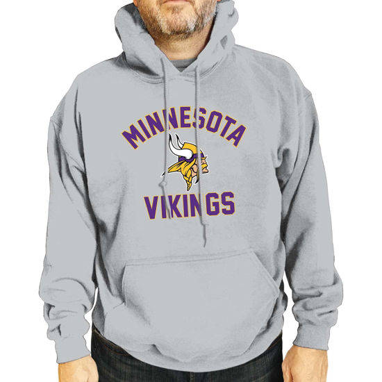 Picture of Team Fan Apparel NFL Adult Gameday Hooded Sweatshirt - Poly Fleece Cotton Blend - Stay Warm and Represent Your Team in Style (Minnesota Vikings - Gray, Adult Large)