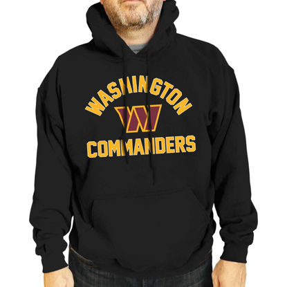 Picture of Team Fan Apparel NFL Adult Gameday Hooded Sweatshirt - Poly Fleece Cotton Blend - Stay Warm and Represent Your Team in Style (Washington Commanders - Black, Adult XXX-Large)