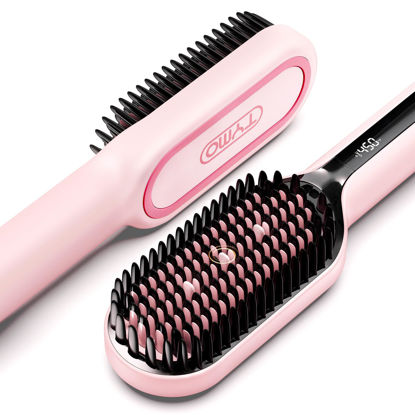 Picture of TYMO Ionic Hair Straightener Brush with 16 Temps, 30s Heat-up, Dual Voltage - for Thick, Thin, Curly Hair