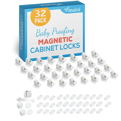 Picture of Vmaisi Baby Proofing Magnetic Cabinet Locks (32 Locks and 4 Keys)