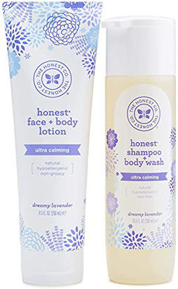 Picture of Lavender Shampoo + Body Wash (10 Fl. Oz) & Face + Body Lotion (8.5 Fl. Oz.) Bundle Tear Free Naturally Derived Ingredients Sulfate & Paraben Free Baby Bath