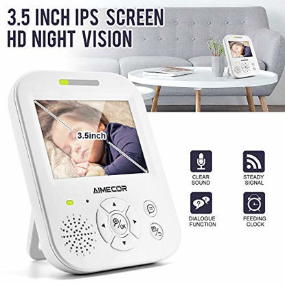 Picture of Video Baby Monitor with Camera, HD Night Vision,Two-Way Talk, Wall Mounted, Remote Pan Tilt Camera and 3.5" HD IPS Display, 2nd Camera Available.