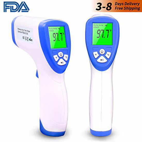 Picture of Thermometer for Adults, Infrared Forehead Thermometer Accurate Fast Temperature Gun Non-Contact Accurate Instant Reading Measurement with LCD Display for Baby Kids