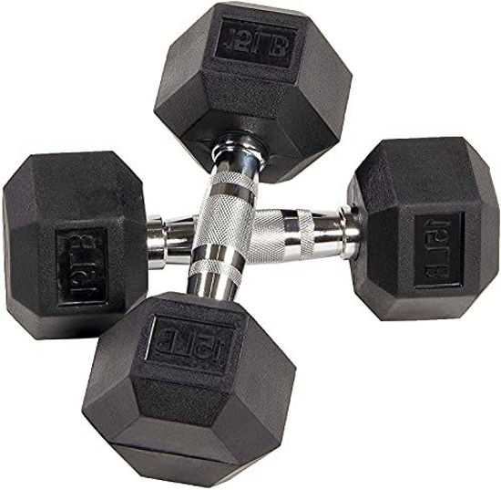 Picture of Sporzon! Rubber Encased Hex Dumbbell, Pair, Black (/ 15 Pounds, Pair /)