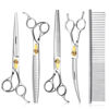 Picture of Gimars 8 Inch Professional 440C Stainless Steel Dog Grooming Scissors Heavy Duty 6 In 1 - Straight, Thinning, Chunker, Curved Shears and Comb, Ergonomic Pet Grooming Scissor for Dogs, Cats