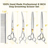 Picture of Gimars 8 Inch Professional 440C Stainless Steel Dog Grooming Scissors Heavy Duty 6 In 1 - Straight, Thinning, Chunker, Curved Shears and Comb, Ergonomic Pet Grooming Scissor for Dogs, Cats