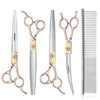 Picture of Gimars 8 Inch Professional 440C Stainless Steel Dog Grooming Scissors Heavy Duty 6 In 1 - Straight, Thinning, Chunker, Curved Shears and Comb, Ergonomic Pet Grooming Scissor for Dogs, Cats