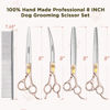 Picture of Gimars 8 Inch Professional 440C Stainless Steel Dog Grooming Scissors Heavy Duty 6 In 1 - Straight, Thinning, Chunker, Curved Shears and Comb, Ergonomic Pet Grooming Scissor for Dogs, Cats