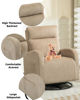 Picture of Luccalily 360°Swivel Glider Chair for Nursery, Upholstered Comfy Rocking Nursery Chair with Breathable Fabric & Side Pocket for Bedroom, Living Room, Light Brown