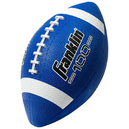 Picture of Franklin Sports Football - Grip-Rite 100 - Kids Junior Size - Youth Football - Durable Outdoor Rubber Football - Blue / White