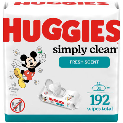 Picture of Huggies Simply Clean Fresh Scent Baby Wipes, 3 Flip-Top Packs of 64 (192 Wipes Total)