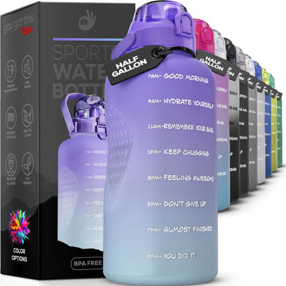 Picture of YOU GOT THIS LIVING Motivational Water Bottle with Time Marker,Half Gallon Water bottle with Straw 64 oz/2.2L Gym Water Bottle, Achieve All-Day Hydration SpillProof, BPA FREE