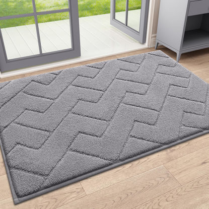 Picture of OLANLY Indoor Door Mat, 30x20, Dirt Resistant and Absorbent, Sturdy Non-Slip Rubber Backing, Easy to Clean, Washable Entry Mat, Ideal Low-Profile Mat for Front Back Door and Entryway, Medium Gray