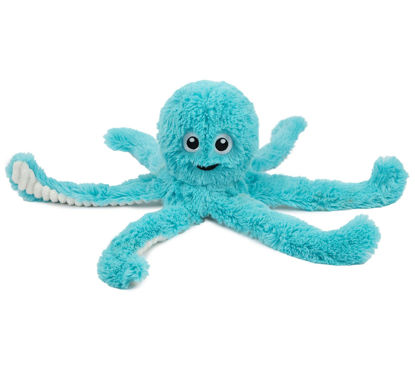 Picture of Best Pet Supplies OctoMutant Crinkle Plush Dog Toys for Interactive Play, Puppy and Senior Indoor Play, Colorful Octopus Toy Shape, Soft Head Stuffing, Cute and Cuddly - Turquoise