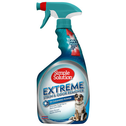 Picture of Simple Solution Extreme Pet Stain and Odor Remover | Enzymatic Cleaner with 3X Pro-Bacteria Cleaning Power | 32 Ounces