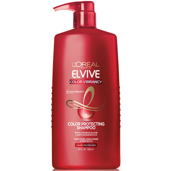 Picture of L'Oreal Paris Elvive Color Vibrancy Protecting Shampoo, for Color Treated Hair, Shampoo with Linseed Elixir and Anti-Oxidants, for Anti-Fade, High Shine, and Color Protection, 28 Fl Oz