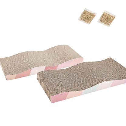 Picture of SIDAZON Cat Scratching Board cat Scratcher Cat Scratch Pad Cardboard cat scratchers for Indoor Cats Reversible Large Wide Corrugated with Catnip(2pcs)