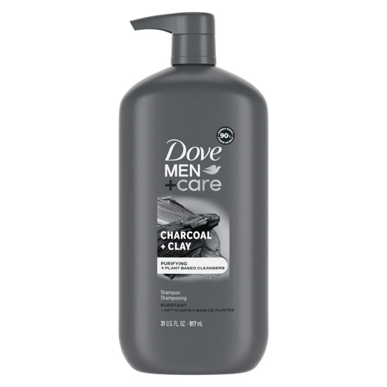 Picture of DOVE MEN+CARE DV M SH Charcoal Pump Purifying Shampoo Charcoal + Clay for Stronger, More Resilient Hair, with Plant-Based Cleansers, 31 oz