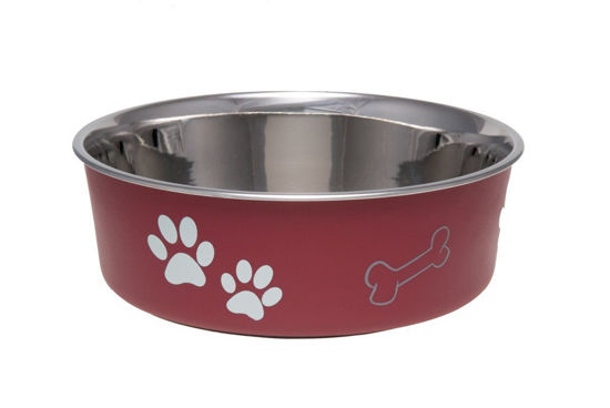 Picture of Loving Pets - Bella Bowls - Dog Food Water Bowl No Tip Stainless Steel Pet Bowl No Skid Spill Proof (Large, Merlot Red)