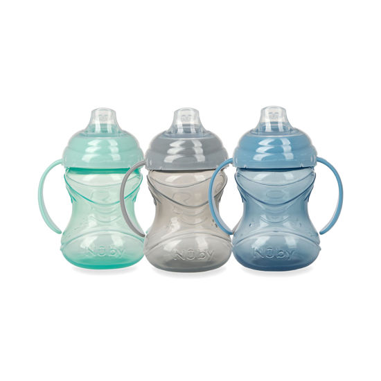 Picture of Nuby Clik-It Soft Spout No-Spill Training Sippy Cup with Handles - (3-Pack) 10 Oz - 4+ Months - Neutral