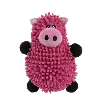 Picture of goDog Mopz Pig Squeaky Plush Dog Toy, Chew Guard Technology - Pink, Large