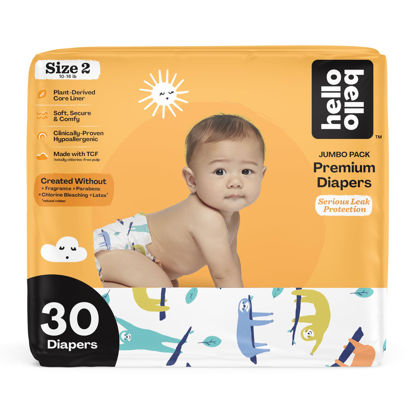 Picture of Hello Bello Premium Baby Diapers Size 2 I 30 Count of Disposable, Extra-Absorbent, Hypoallergenic Diapers with Snug and Comfort Fit I Sleepy Sloth