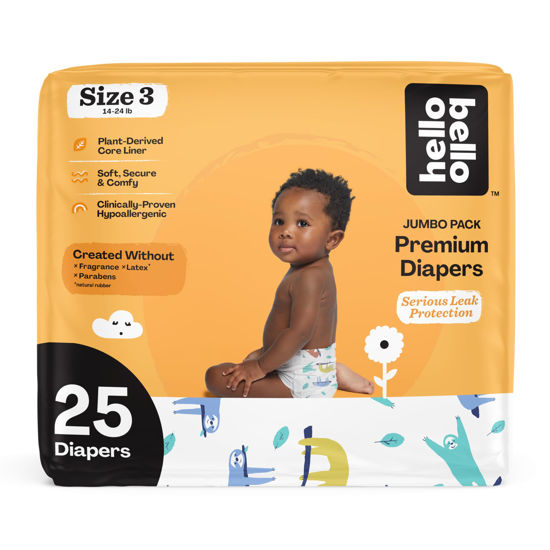 Picture of Hello Bello Premium Baby Diapers Size 3 I 25 Count of Disposable, Extra-Absorbent, Hypoallergenic Baby Diapers with Snug and Comfort Fit I Sleepy Sloth