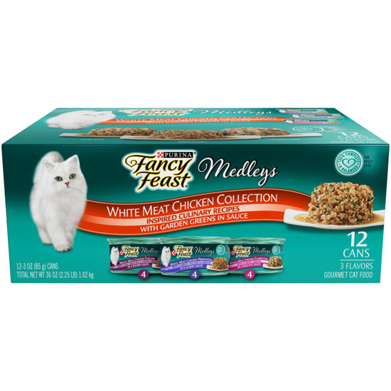 Picture of Purina Fancy Feast Wet Cat Food Variety Pack, Medleys White Meat Chicken in Sauce Collection - (Pack of 12) 3 oz. Cans