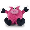 Picture of goDog Checkers Sitting Pig Squeaky Plush Dog Toy, Chew Guard Technology - Pink, Small