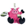 Picture of goDog Checkers Sitting Pig Squeaky Plush Dog Toy, Chew Guard Technology - Pink, Small