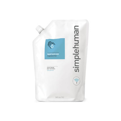 Picture of simplehuman Moisturizing Liquid Hand Soap Refill Pouch, 34 Fl Oz (Pack of 1), Fragrance Free, Count