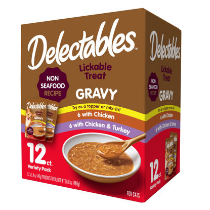 Picture of Hartz Delectables Gravy Non-Seafood Lickable Wet Cat Treat & Food Topper, Chicken Flavor Variety, 12 Pack, 1.40 Ounce (Pack of 12)