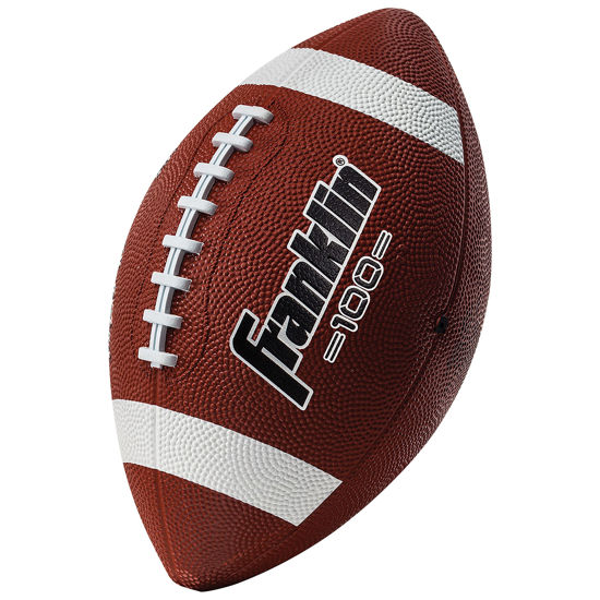 Picture of Franklin Sports Junior/Youth Football - Grip-Rite 100 - Kids Junior Size - Durable Outdoor Rubber Football - Brown/White