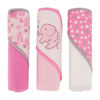 Picture of Cudlie Buttons & Stitches Baby Girl 3 Pack Rolled/Carded Hooded Towels in Blooming Elephant Print, GS71729