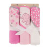 Picture of Cudlie Buttons & Stitches Baby Girl 3 Pack Rolled/Carded Hooded Towels in Blooming Elephant Print, GS71729