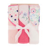 Picture of Cudlie Buttons & Stitches Baby Girl 3 Pack Rolled/Carded Hooded Towels in Blooms & Dots Print, GS71731