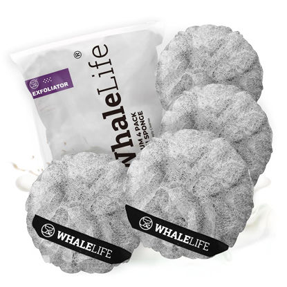 Picture of Loofah Sponge Bath Sponge for Women Men 4 Pack (Gray Rough Surface)