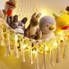 Picture of Stuffed Animal Toy Storage Hammock with LED Light - Macrame Jumbo Doll Corner Stuff Animals Organizer Decorations - Cute Hanging Plushie Net Kids Baby Nursery Bedroom Room Decor