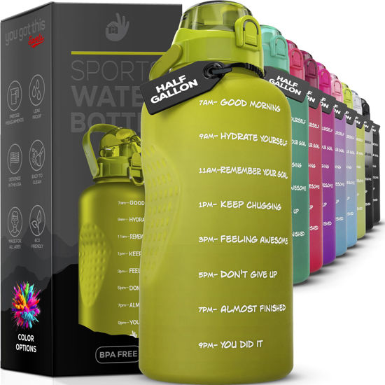 Picture of YOU GOT THIS LIVING Motivational Water Bottle with Time Marker,Half Gallon Water bottle with Straw 64 oz/2.2L Gym Water Bottle, Achieve All-Day Hydration SpillProof, BPA FREE